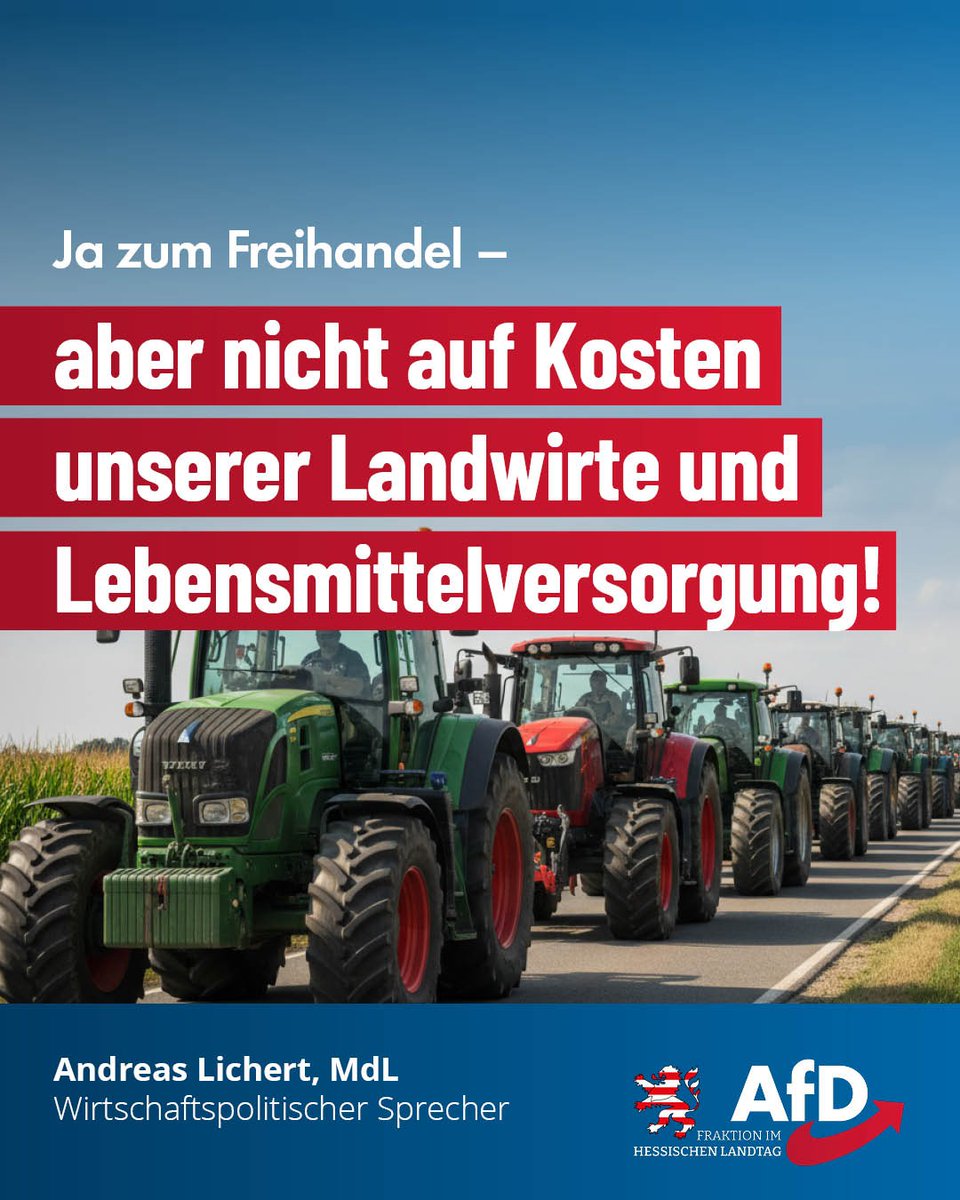 Ja zum #Freihandel – aber nicht auf Kosten unserer Landwirte und Lebensmittelversorgung!

In der Landtagsdebatte zum #Mercosur-Abkommen sagt der wirtschaftspolitische Sprecher der AfD-Fraktion, Andreas Lichert:

youtube.com/watch?v=VSC8FQ…

„Freihandel nützt fast jedem. Selbst