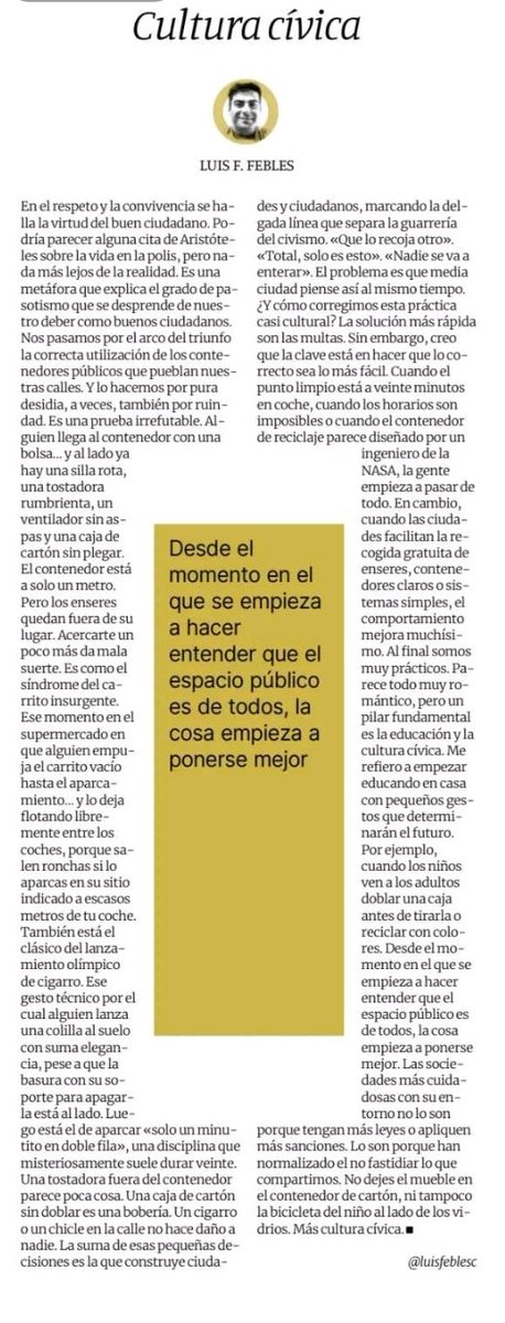 LuisFeblesC's tweet photo. Que lo recoja otro”. “Total, solo es esto”. “Nadie se va a enterar". Así llenamos nuestras calles de escombreras. No doblas ni el cartón para tirarlo en la calle.Mi artículo en @eldia 'Cultura cívica'. https://t.co/EhybZfn4PM