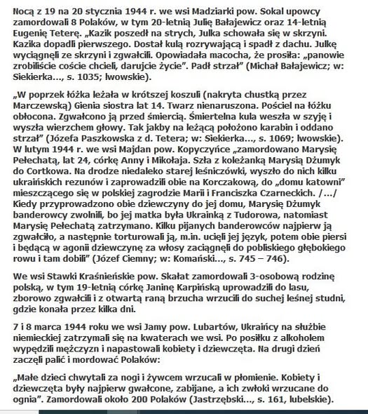 "#UkraińskieLudobójstwo
Temat gwałtów dokonanych przez Ukraińców na Polkach w latach 1939 – 48 jest dziwnie wyciszany . Sformułowania typu „zamordowana  po okrutnych torturach”, „zamęczona na śmierć”-oznaczają tylko jedno bestialskie gwałty których dopuszczali się Ukraińcy na