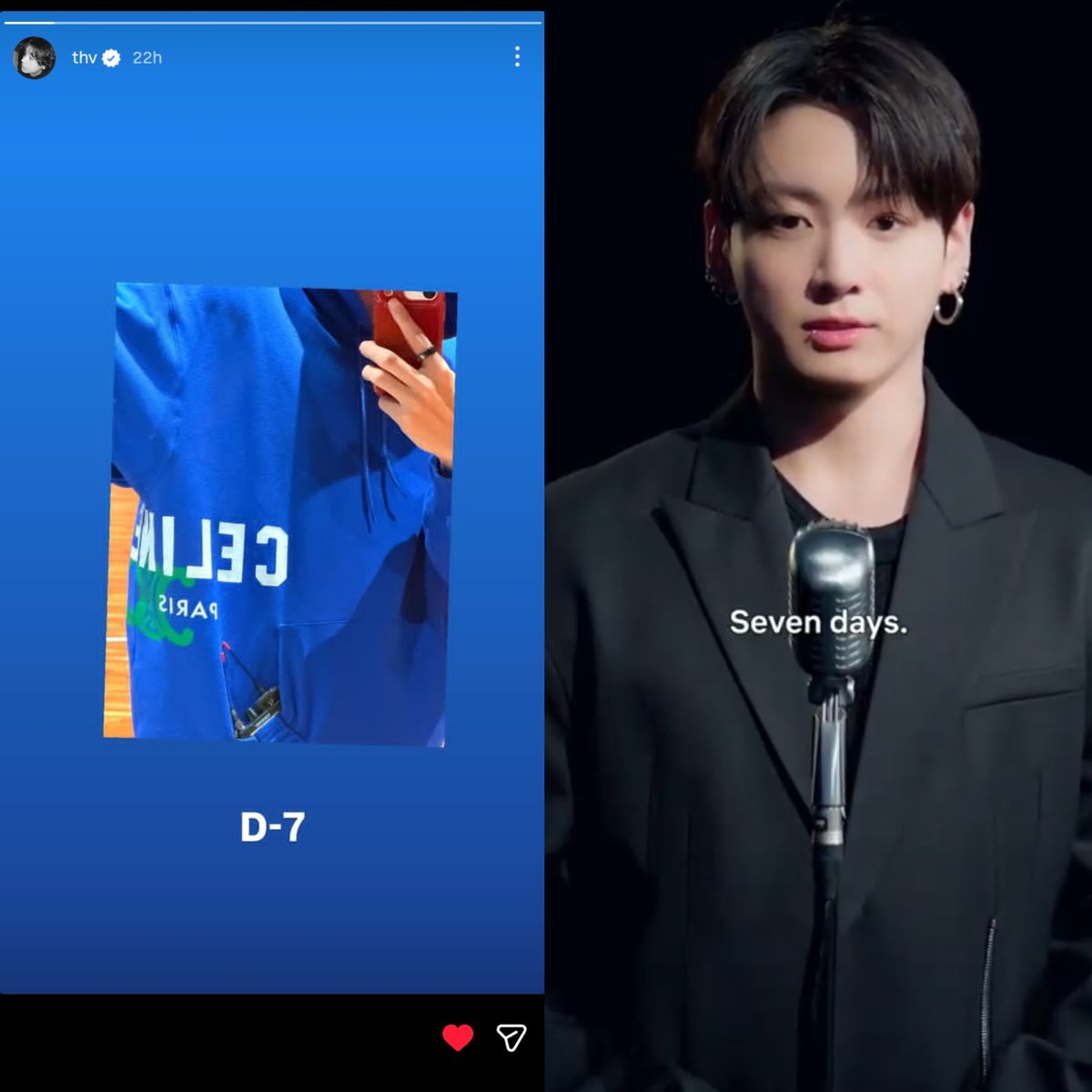 Taekoomania's tweet photo. Taekook countdown for ARIRANG ⊙⊝⊜
🐻: D-7
🐰: Seven days! https://t.co/XakMW0gUG8