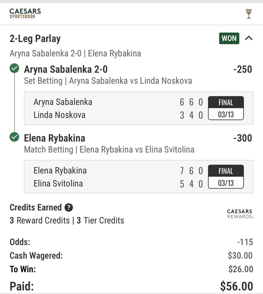 ChaunceysPicks's tweet photo. These ladies made it through not a whole lot of pull and tug. Sabalenka took that win handily as well as Rybakina in the second. 

Hope you tailed🤝
Sabalenka 2:0 ✅💰
Rybakina ML ✅💰 https://t.co/wEW86fufPz