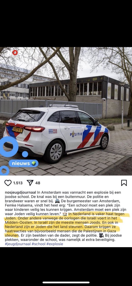 “Vanwege”..: Nee NLse joden moslims druzen atheisten etc zijn NUL verantwoordelijk voor wat er in midden oosten gebeurt. NUL. Stop met het tribaliseren vd samenleving. Ook jullie, jeugdjournaal.