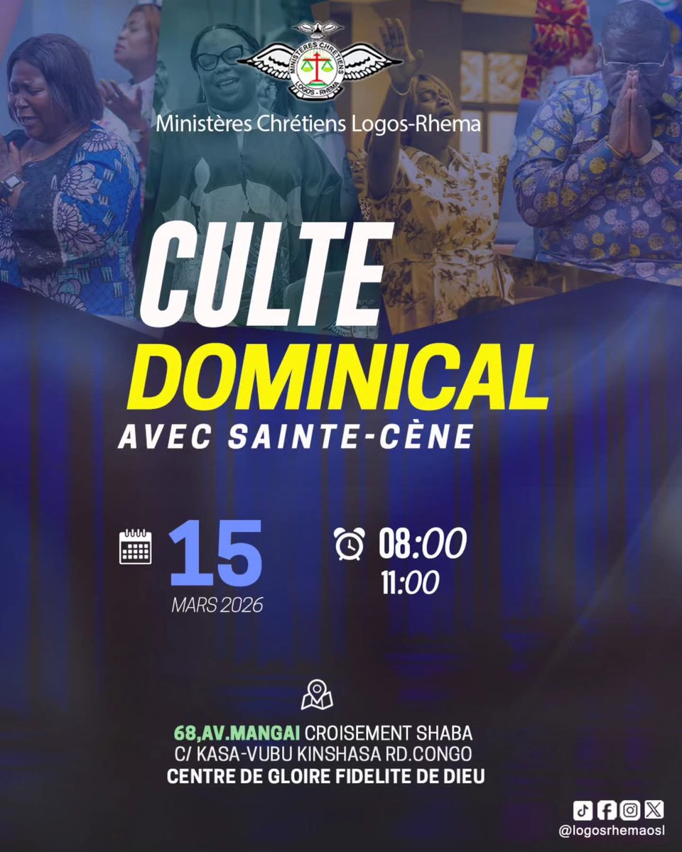 diamant_bob's tweet photo. Retrouvons-nous pour Cultiver le caractère de serviteur de Dieu avec Christ comme modèle. Un culte à ne pas manquer à Logos-Rhema. Venons nombreux. https://t.co/407GQpCv04