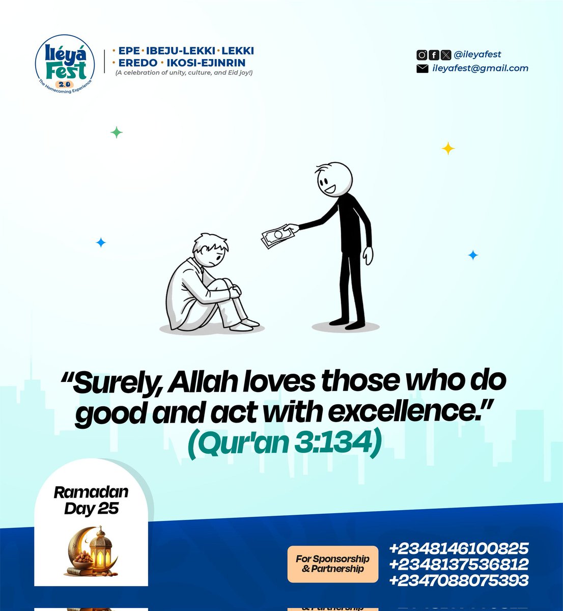 Ramadan Day 25

A small act of kindness can mean the world to someone fighting a silent battle.

Give when you can. Help when you can. Be kind whenever you can. 🤲🏽

Choose kindness today. 

May Allah accept it as an act of Ibadah. 

#RamadanDay25 #IleyaFest #Epe