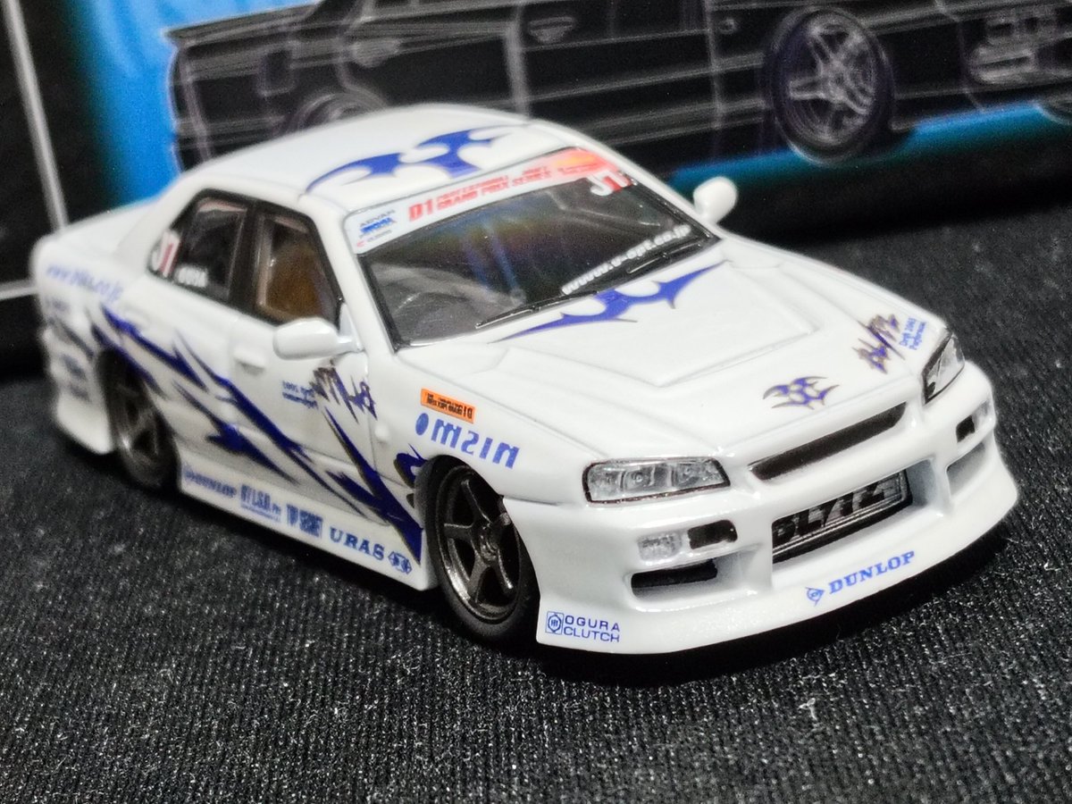 M_Okada524's tweet image. MORTAL MODEL 1/64 BLITZ ER34 D1 SPECIAL 2003／2006

初めて聞いたメーカーですけど、ロゴは多分印刷じゃなくてデカール貼った上に研ぎ出ししてるし、結構モデリング良いしカッコイイミニカーですね。
2006年のBLITZスカイラインのカラーリングめちゃくちゃ好き
#MORTAL
#BLITZ
#D1
#D1GP