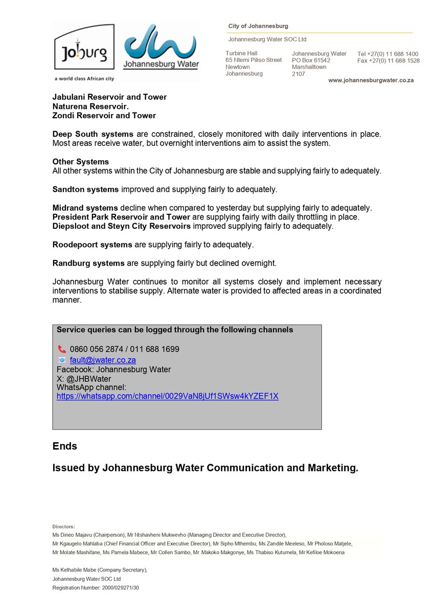Johannesburg Water tweet media