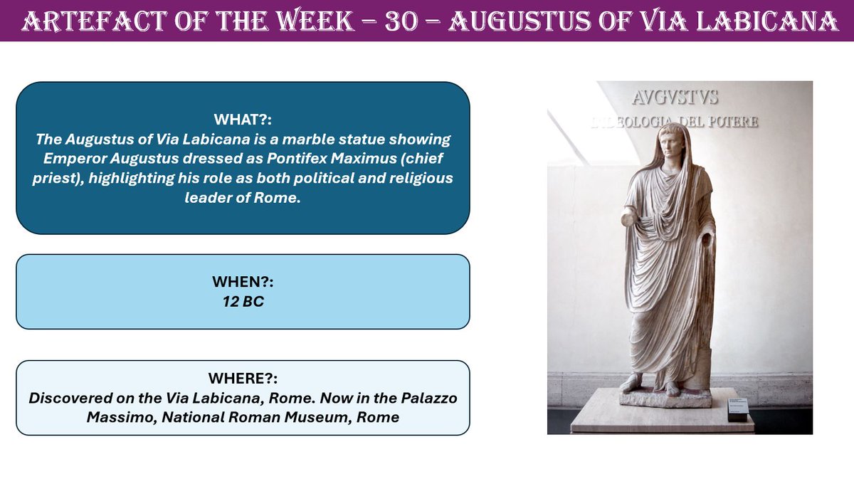 queenssch_clsc's tweet photo. CLASSICS ARTEFACT OF THE WEEK 27th April- AUGUSTUS OF VIA LABICANA #Queens #ClassicsatQueens https://t.co/vB24etwnQQ