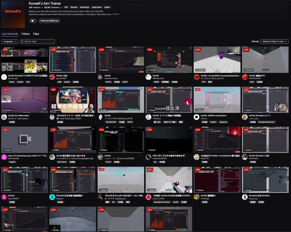hibiVerniy's tweet photo. got jumpscared by a full page of kovaaks streamers today :O https://t.co/Xm0oIKXQFJ