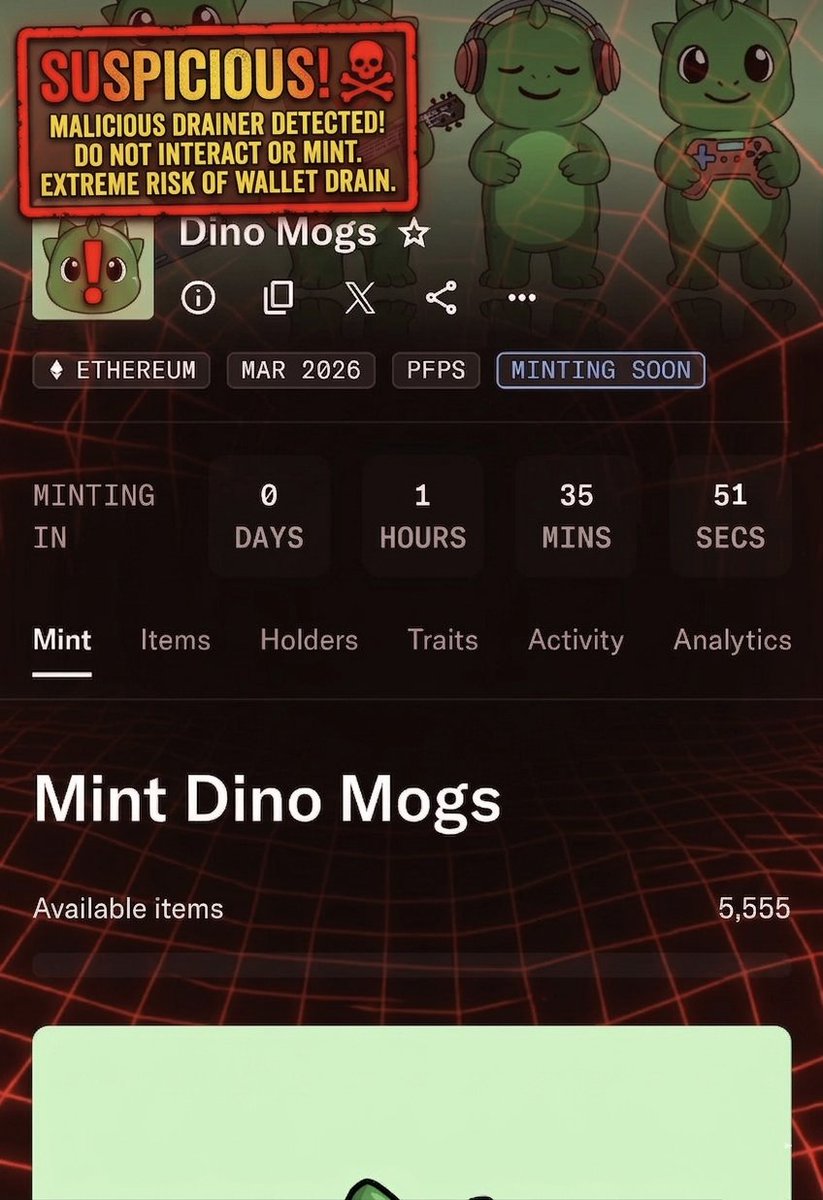 BabyOfCrypt's tweet image. ⚠️ Don't be like @buglerxx

Send a DM to almost the whole CT offering a collab for @dinomogs GTD spot.

Gets the hype he wants then starts ignoring the early supporters and fail to give them the GTD spot promised.

Goes on with the mint just to farm royalties.

Definitely not