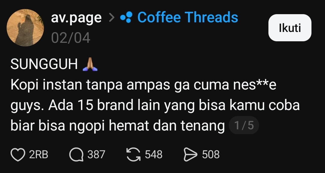 abtaruni's tweet photo. MAKASIH MBA UDAH KASIH TAU
PECINTA KOPI MERAPAT DULU 🫵🏻☕ https://t.co/ERpLk5HW2R