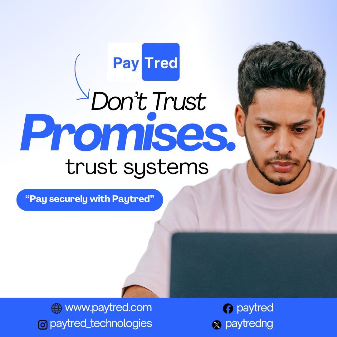 paytredng's tweet photo. Trust is good.
Technology is better.

Paytred ensures that buyers get what they paid for and sellers receive their payment securely.

No fraud. No chargeback risks. Just secure transactions.

Pay securely with Paytred. https://t.co/RxMEUa2Kd3