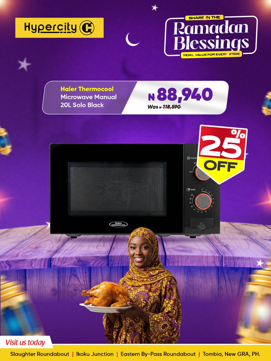 HypercityNg's tweet image. 🍽️ Cooking made easier.

Shop Microwaves &amp;amp; Blenders at HyperCITY for quick meals and smooth blends.

#HyperCITYDeals 
#SmartKitchen