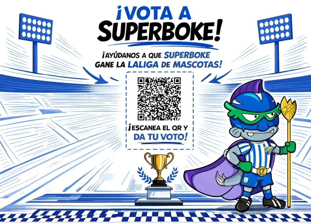 Escanea y VOTA POR SUPERBOKE 
<a href="/J_A_Beltran_/">MALAGUISMO HYPERTENSIÓN</a>  vótalo y compártelo, que a ti te hacen más caso, que a una sevillista defendiendo a la mascota del malaga 🤣🤣🤣