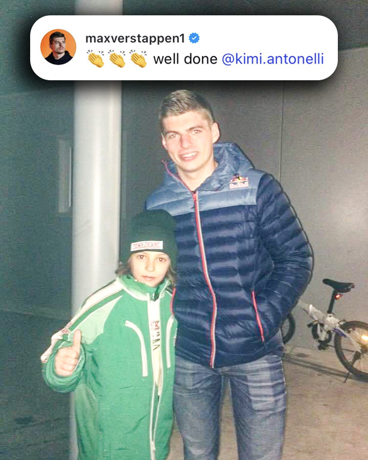 Max congratulating Kimi on becoming the youngest F1 pole sitter in history, 9 years after this photo was taken 🤝