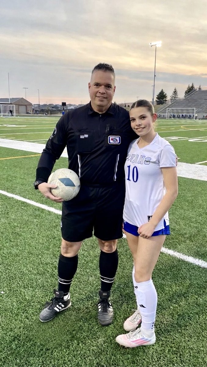 SkipDeBusk's tweet photo. Last night was the Papio South blue/white match and my daughter’s first high school “match”.  I was asked to referee it.  It’s a blessing to share the pitch with my daughter.  These opportunities don’t come along very often and the years are flying by.  🙏⚽️ https://t.co/bcgdfzFjEV