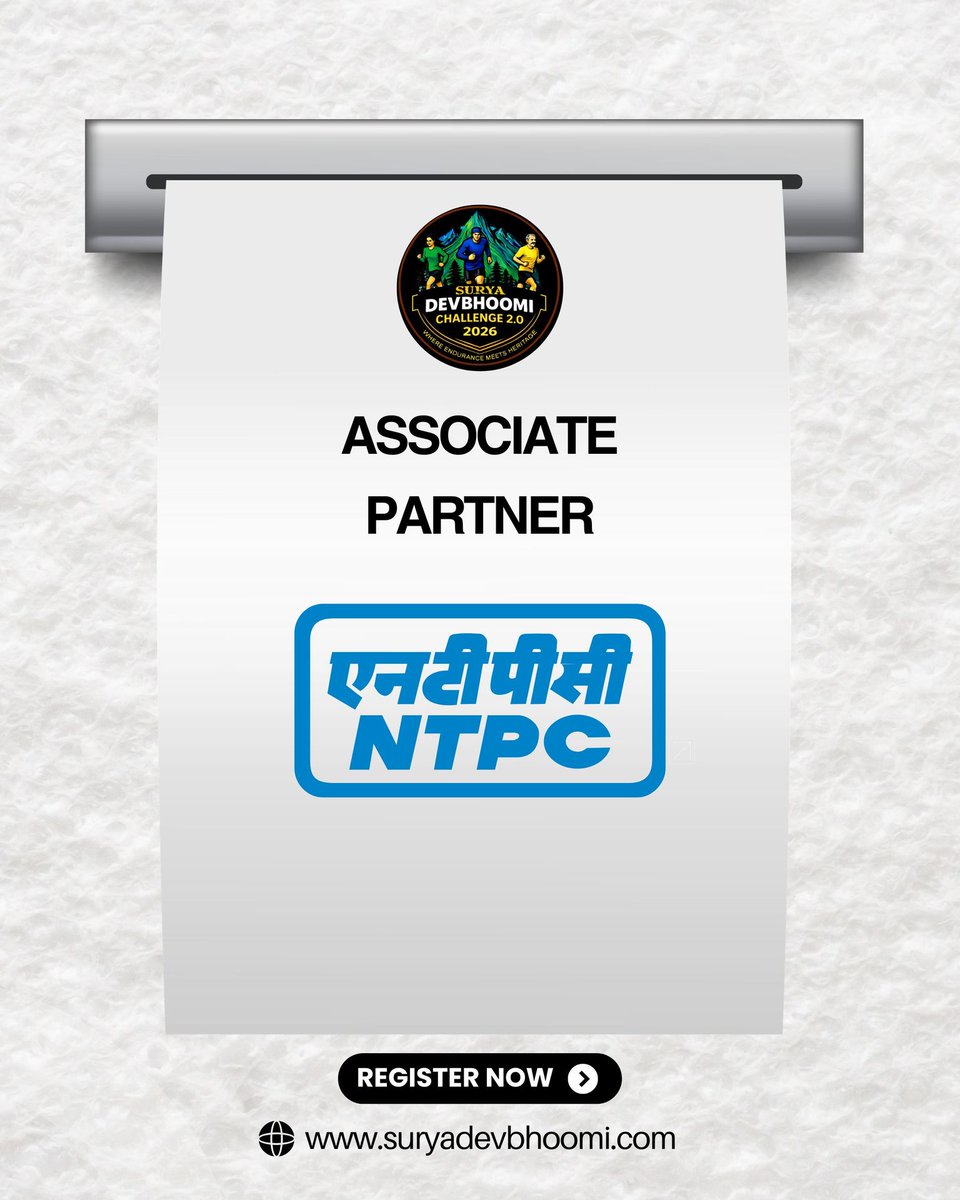 suryadevbhoomi's tweet photo. 🤝 Associate Partner – @ntpclimited
We are proud to welcome @ntpclimited as an Associate Partner for Surya Devbhoomi Challenge 2.0.
🔗 Register Now
https://t.co/FsZpmS9XWK

#SuryaDevbhoomiChallenge #NTPC #NTPCLimited #AssociatePartner #DevbhoomiUttarakhand https://t.co/7oqbtzL7Oz