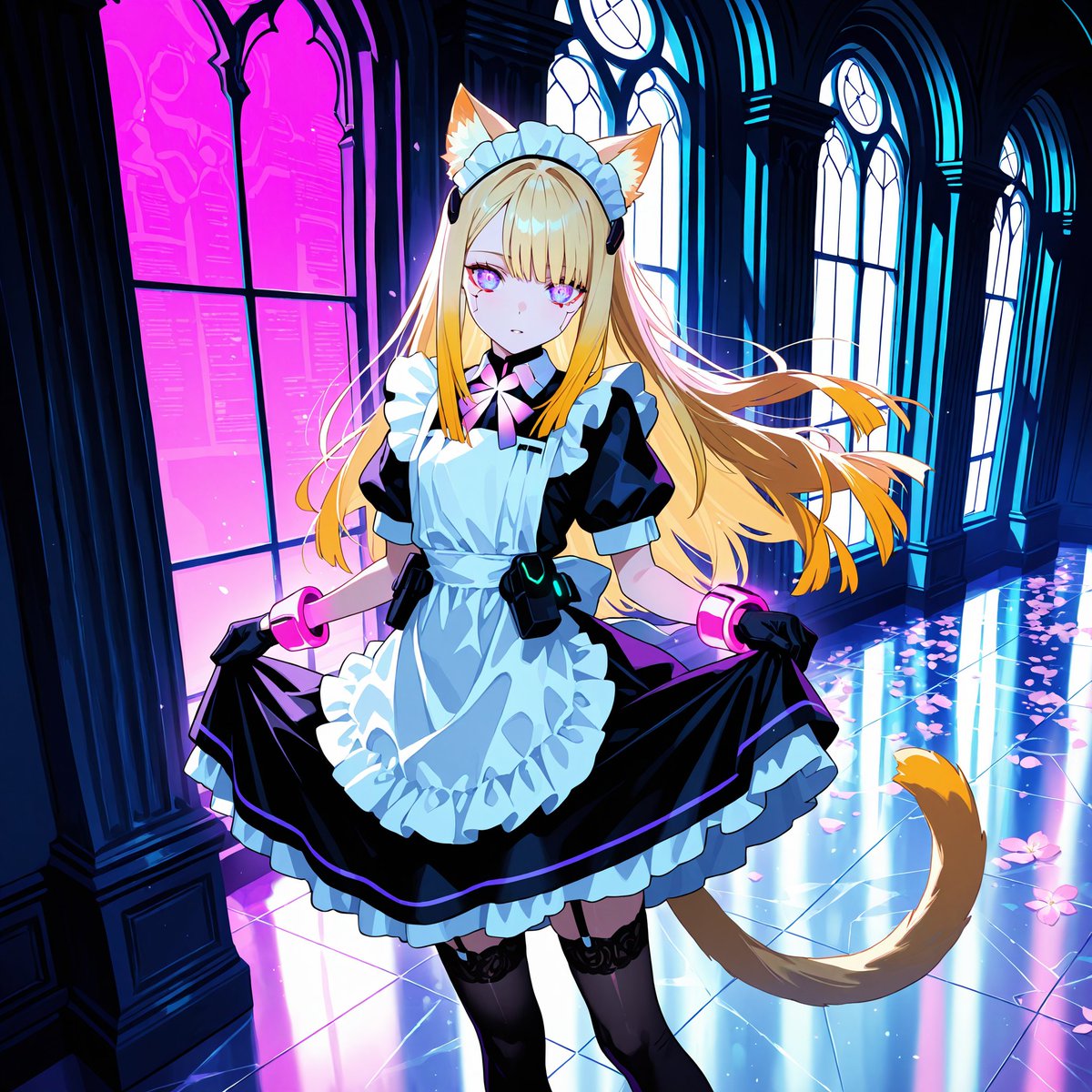 RB78842099's tweet photo. #メイド曜 便乗でやんす!「辻斬り試作4号機ちゃん」をControlNetの練習も兼ねてサイバー着物からメイド仕様に換装してみたでござる。
#StableDiffusion #ControlNet #AIイラスト #AIart #サイバーメイド https://t.co/e2eOgznFOj