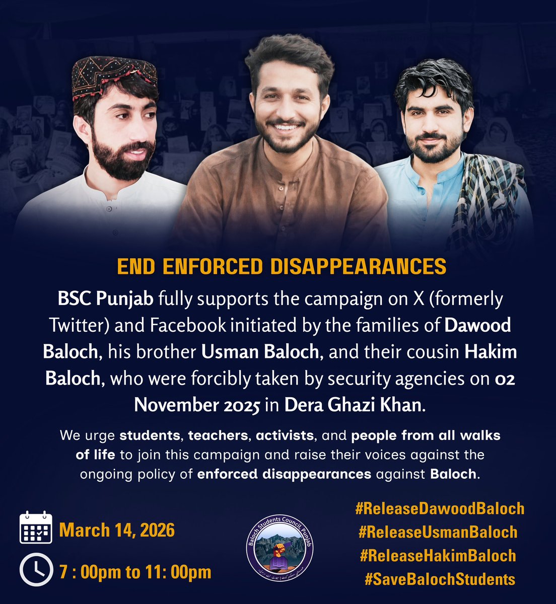 BalocDad's tweet photo. No one should let their loved ones disappear like this. The worst part is watching them vanish and staying silent.

#ReleaseDawoodBaloch 
#ReleaseUsmanBaloch 
#ReleaseHakimBaloch 
#SaveBalochStudents 
#EndEnForcedDisappearances https://t.co/vE4t1K43Gj
