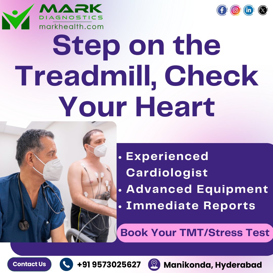 MarkDiagnostics's tweet image. Step on the Treadmill, Check Your Heart
✔ Experienced Cardiologist
✔ Advanced Equipment
✔ Immediate Reports
📍 Manikonda, Hyderabad
📞 +91 9573025627
#MarkDiagnostics #TMT #StressTest #Healthcare #Diagnostics #Manikonda