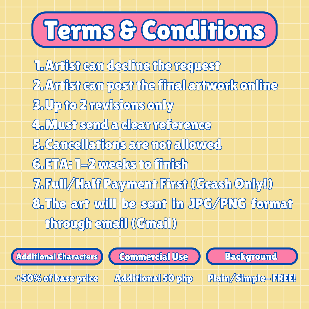 ✨ COMMISSIONS OPEN ✨

See samples and commission guidelines in photos. Feel free to DM me if interested/more details!

Any form of shares and support is highly appreciated! 

#art #artph #artcommissions #commissionsopen #opencommissions