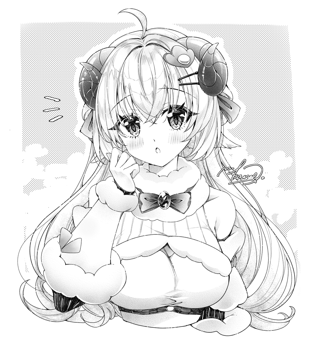 kan_illust_'s tweet photo. モノクロわため ♡ˊ˗🐏
＃つのまきあーと https://t.co/1kN6LAmyoF
