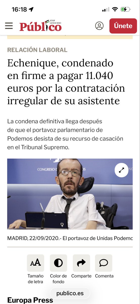 asesinodetroski's tweet photo. @PabloEchenique @PODEMOS Está basura humana condenado por la contratación irregular de su asistenta !! https://t.co/JEQkLRbrW6