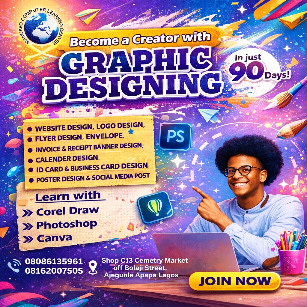 One graphic design job can pay ₦10,000 – ₦50,000.

Imagine doing 10 jobs in a month.
Skills create income.

Learn graphic design and start earning.

See training details 👇
wa.me/c/2348086135961�