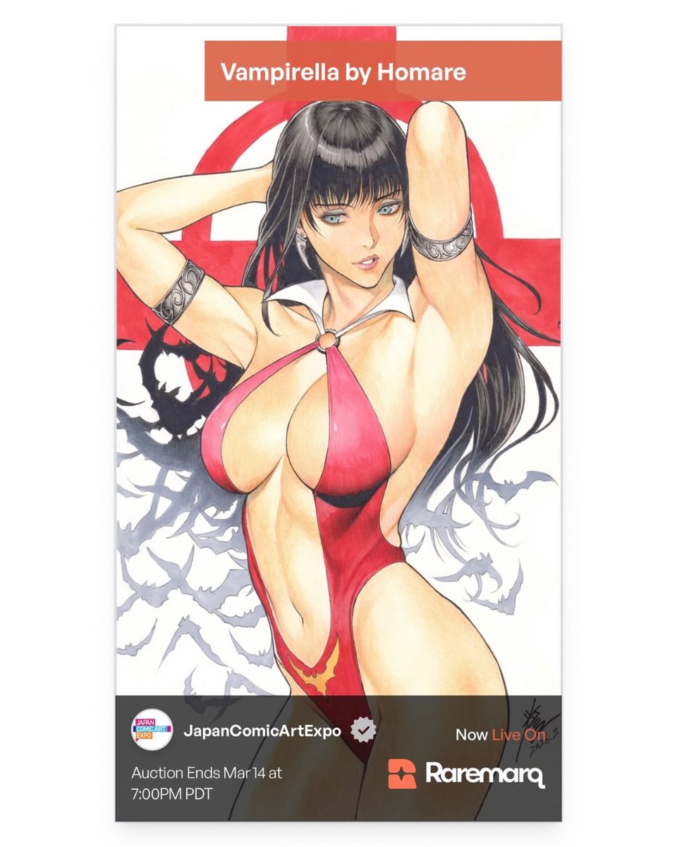 raremarq's tweet photo. Ending today!
We’ve got a stunning Vampirella original by the incredible @homare_works ending soon. This amazing piece is listed by our friends at @braveandboldart and is an absolute banger!
https://t.co/SdL4BOGFXp
#raremarq #homare #japancomicartexpo #vampirella #originalart https://t.co/NFeNeavjGX