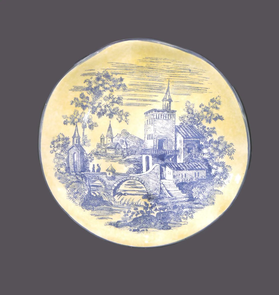 G97816960Girl's tweet photo. American Atelier English Toile Waverly-style salad plate. Blue and yellow toile. https://t.co/Ye9NOOosnJ via @Etsy #BuyfromGroovy #antiques #tableware #tabledecor #Waverlytoile #toile #toiledishes #AmericanAtelierEnglishToile #Englishtoile #etsysellers https://t.co/vuTR0Jn8sM