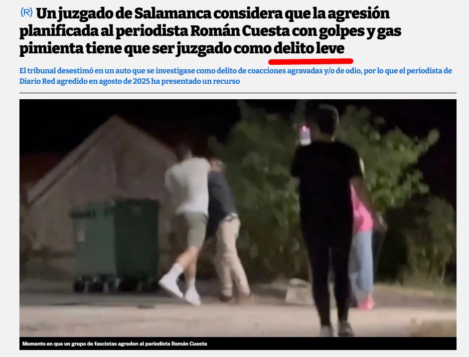 ☠️ Hace tiempo que se abrió la veda. Dos noticias juntas se entienden mejor. Si estas agresiones (delitos de odio) se consideran como faltas leves, a estos descerebrados les sale barato agredirnos. No nos callaran. Fuerza  <a href="/LlamasMAngel/">Miguel Ángel Llamas</a>. ✊