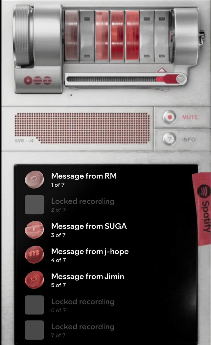 . <a href="/BTS_twt/">방탄소년단</a> 4/7 fragments has been decoded on Spotify.

#RM — Find under "This is BTS" playlist on Spotify. 
#jhope — play "Mikrokosmos" and scroll down to bottom to find.
#Suga — Open "This is BTS" playlist, tap on 3 dots - show Spotify code and get it right above the code.