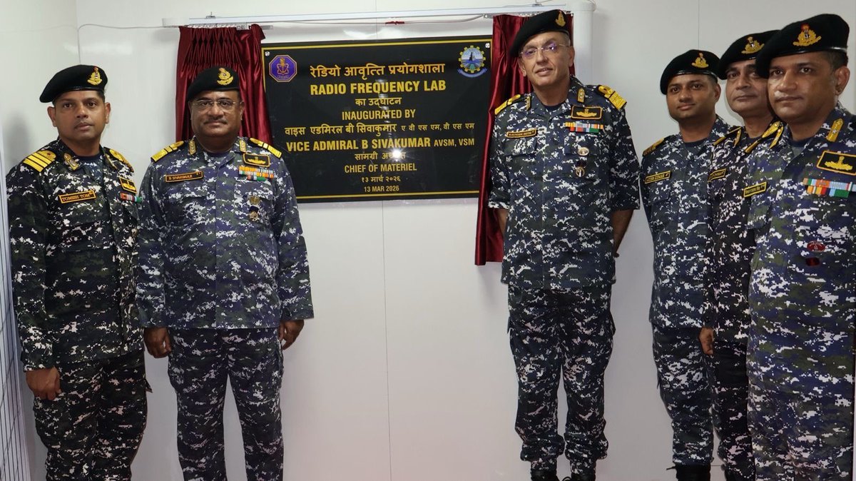 IN_NDKAR's tweet photo. Vice Admiral B Sivakumar, AVSM, VSM, Chief of Materiel (COM) visited NSRY Karwar on 13 Mar 26. The COM was briefed on preparedness for meeting the high refit load and operational tempo of the IN, recent capability enhancements and projects in pipeline. The COM visited Shop Floors, interacted with the Workforce and inaugurated an advanced Communications Lab. The visit culminated with the COM’s address to Officers, wherein he emphasised on future maintenance strategy amidst rapid rise in number of IN combatants and focus on core jobs.

#FutureMaintenance
#VisitByCOM
#IndianNavy

@IN_KTKNA
@IN_WNC