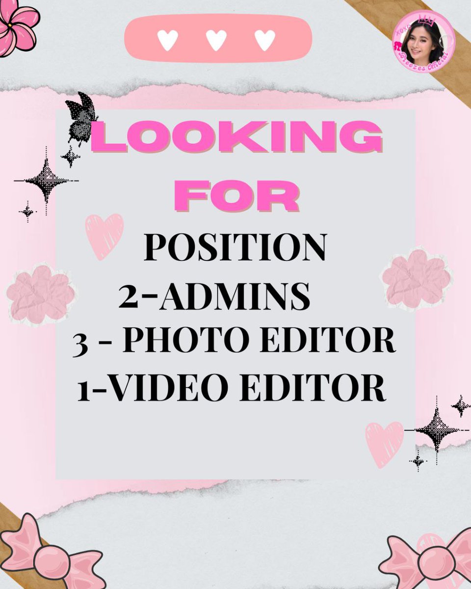 BreezesOfc's tweet photo. Breebies, it's time to shine! 🌟 The Breezes Team is recruiting admins, video editors, and photo editors to support Bree Barrameda. If you're creative, responsible, and passionate, DM us on IG to apply!

#BreeBarrameda 
#Breebies
#BreezesOfficial https://t.co/vU9kTEoOBs