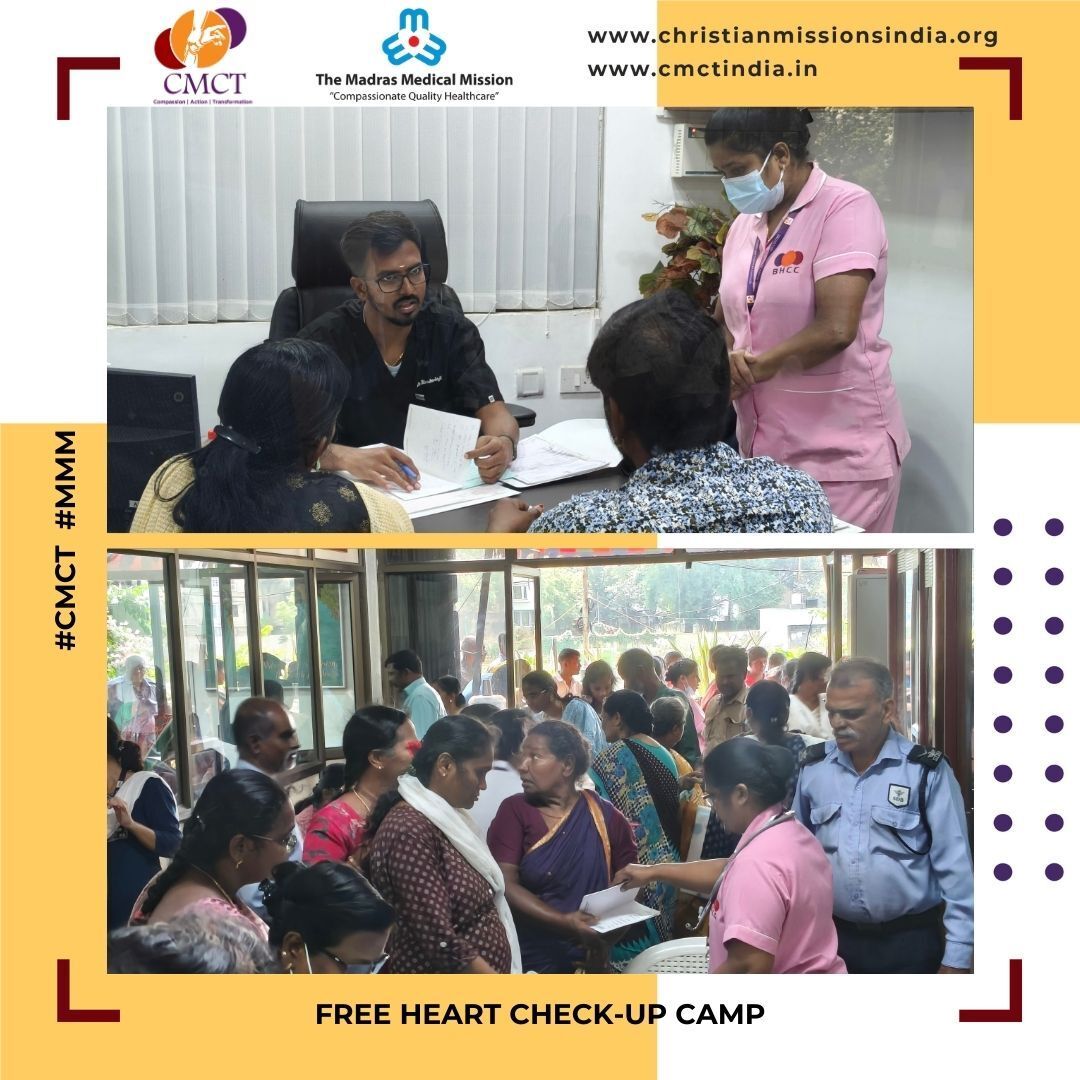 cmctindia_org's tweet photo. A Free Heart Check-up Camp was conducted yesterday in collaboration with Madras Medical Mission (MMM), providing essential cardiac screening and guidance to many in need. Together, we continue working towards better health and care.

Visit – https://t.co/mRsheK1wAk

#CMCT #MMM https://t.co/DDnf2jd2TL