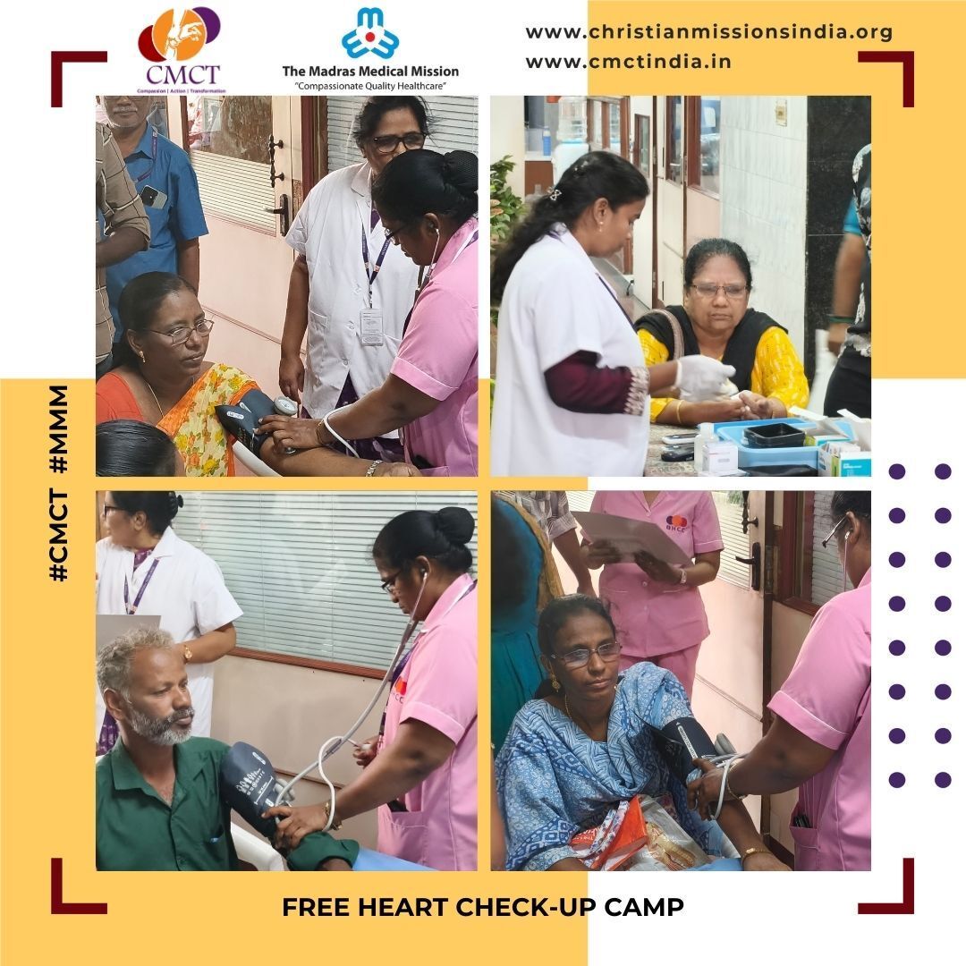 cmctindia_org's tweet photo. A Free Heart Check-up Camp was conducted yesterday in collaboration with Madras Medical Mission (MMM), providing essential cardiac screening and guidance to many in need. Together, we continue working towards better health and care.

Visit – https://t.co/mRsheK1wAk

#CMCT #MMM https://t.co/DDnf2jd2TL