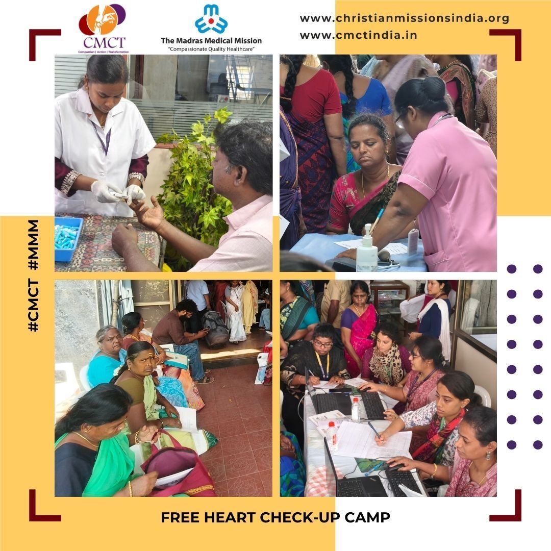 cmctindia_org's tweet photo. A Free Heart Check-up Camp was conducted yesterday in collaboration with Madras Medical Mission (MMM), providing essential cardiac screening and guidance to many in need. Together, we continue working towards better health and care.

Visit – https://t.co/mRsheK1wAk

#CMCT #MMM https://t.co/DDnf2jd2TL