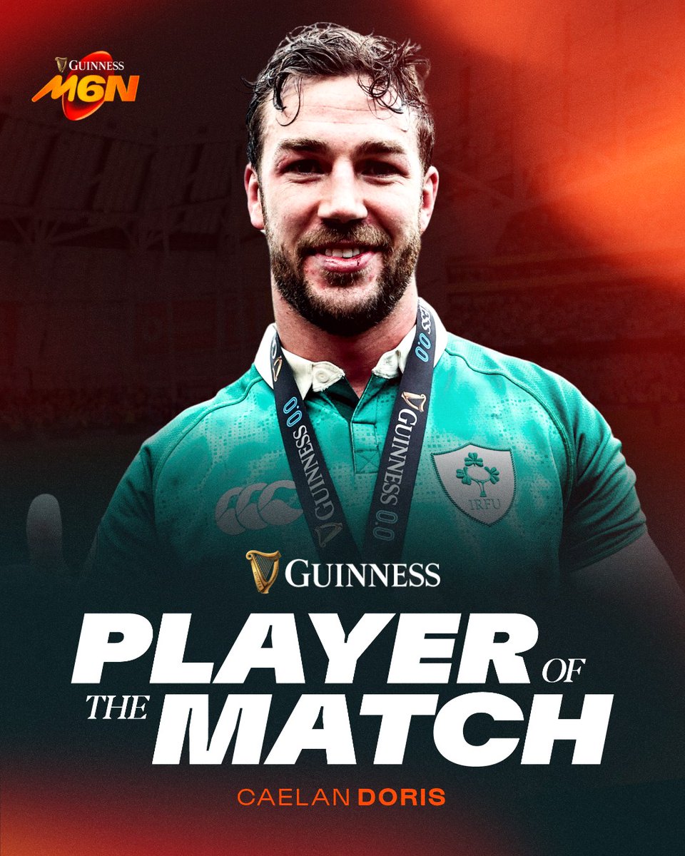 SixNationsRugby's tweet image. 🏅 Today's #Guinness Player of the Match, Ireland's Caelan Doris 🤩

#GuinnessM6N #Since1883