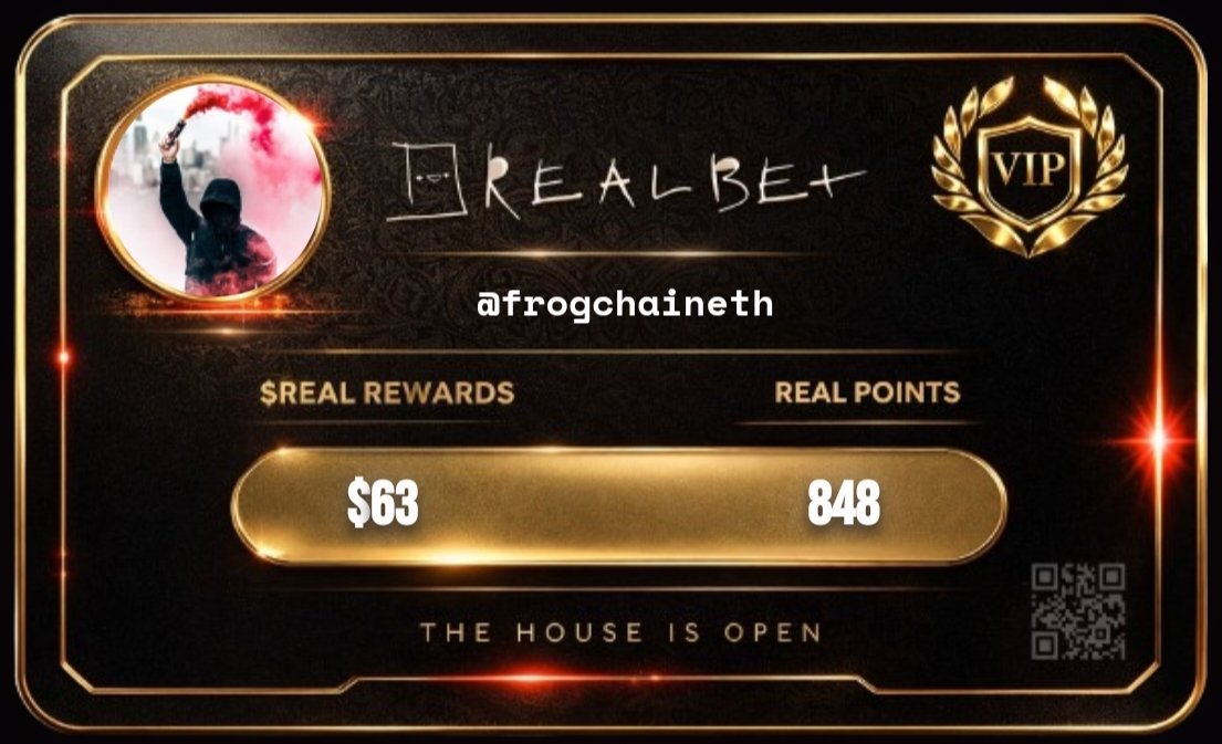 frogchaineth's tweet photo. my @RealBet Season 1 VIP card just hit different

open your boxes. thank me later.

https://t.co/ldxKaNYybK https://t.co/ZLICgzs1yl