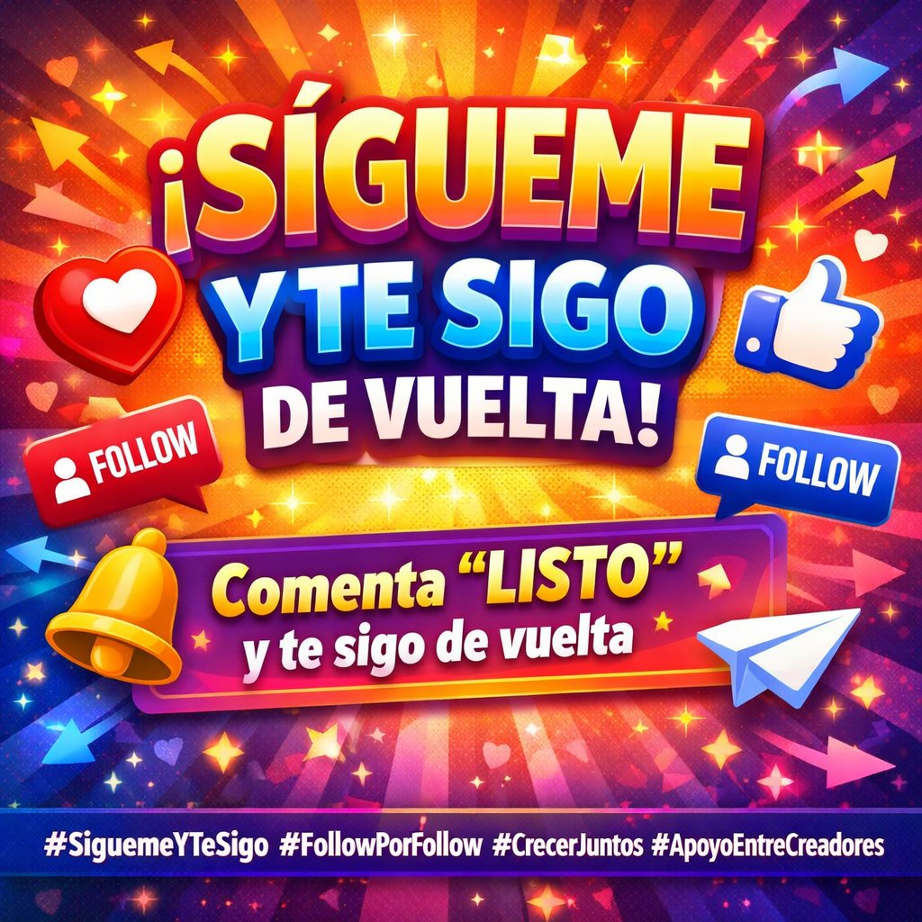 Dannylv82's tweet photo. 🔥 ¡Sígueme y te sigo de vuelta! 🔥
Estoy buscando apoyar a más creadores y crecer juntos.
Si me sigues, te sigo también 🤝
📌 Comenta “Listo” cuando ya me hayas seguido para devolverte el follow.
#SiguemeYTeSigo #FollowPorFollow #CrecerJuntos #ApoyoEntreCreadores #Comunidad https://t.co/1oUIoAivPC