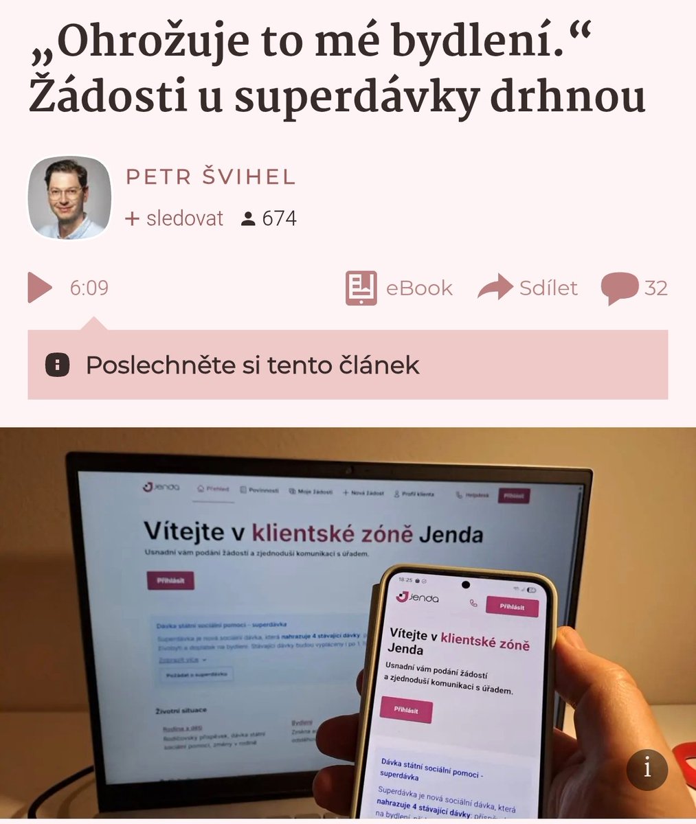 Krize bydleni je zpusobena presne temito superdavkami / prispevky na bydleni. 

Kdyby nebyly, byla by najednou volna minimalne tretina bytu.

Ted v nich zijou duchodci ci singles, kterym bydleni dotujeme a prodrazujeme jej tak mladym rodinam a vsem.