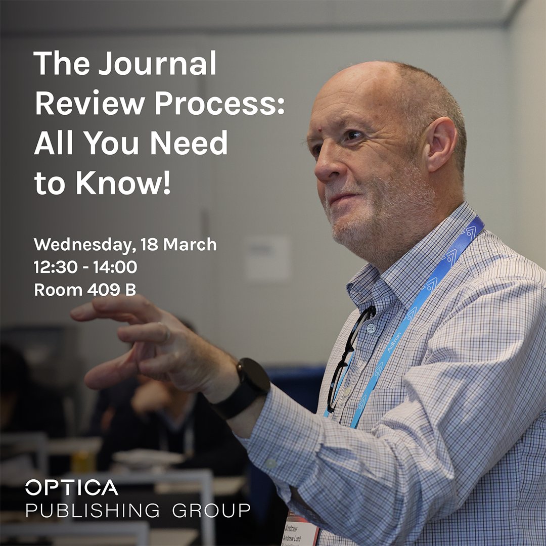OpticaPubsGroup's tweet photo. Attending #OFC26? Join us for a lunch session on Wednesday, 18 March: "The Journal Review Process: All You Need to Know!" Hear directly from editors and reviewers about peer review best practices and new challenges in the AI era.

RSVP here: https://t.co/XioYTbHbUA https://t.co/w4MDDt4bps