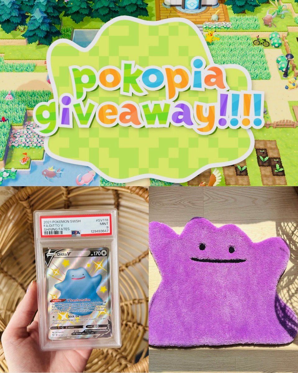 GIVEAWAY with <a href="/inxfernal/">jamie 𖤓</a> !!!!! (BESTIE) ~ we are giving away a DITTO RUG, DITTO SLAB &amp; A COPY OF POKOPIA!!! 💜

• to enter make sure you are following <a href="/vadathegreat/">kendall</a> &amp; <a href="/inxfernal/">jamie 𖤓</a>
• like &amp; repost
• comment your fav ditto pokemon!!!!

winner will be drawn Monday, March 23rd!!!!