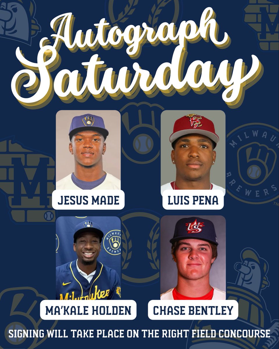 AmFamFieldsPHX's tweet photo. Today is Autograph Saturday! Stop by the right field concourse to get an autograph from these 4 minor league players from 11:40 to 12pm🖊️⚾️ https://t.co/q6Fb0wba2s
