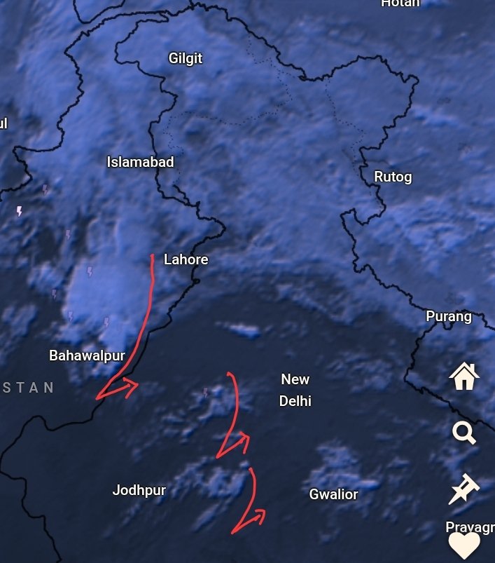 navdeepdahiya55's tweet photo. Long awaited rains and thundershowers amid abnormal heat to impact various parts of #Delhi NCR #Haryana & west #UttarPradesh tomorrow morning into late afternoon hours. 
#Punjab #Chandigarh to observe scattered storms from morning itself however the intense spells to occur b/w late evening - Night hours. 
Finally a pleasant sunday is expected in north west #India tomorrow as day temperatures to fall by 3-7°c from current levels.
The only concern is wind speed that can be upto to 50km/h and isolated places may witness #Hailstorm that can damage standing rabi crops in rural areas. 
#DelhiRains