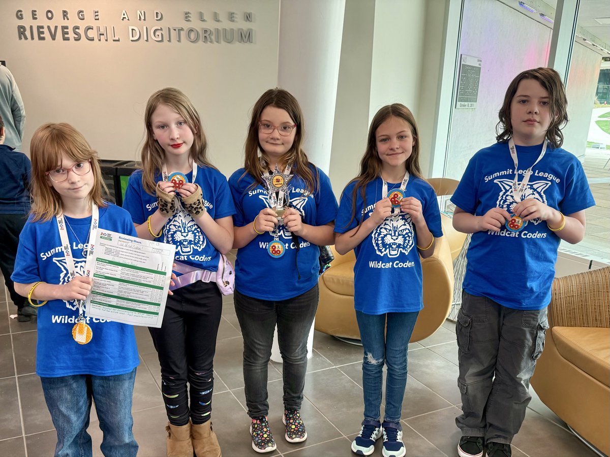 SummitEleLMC's tweet photo. Congratulations to our Wildcat Coders Lego League team! They attended the First Lego League Festival at NKU and won the Shining Stars Award. 🥇🌟 https://t.co/6TMNfT27Lf