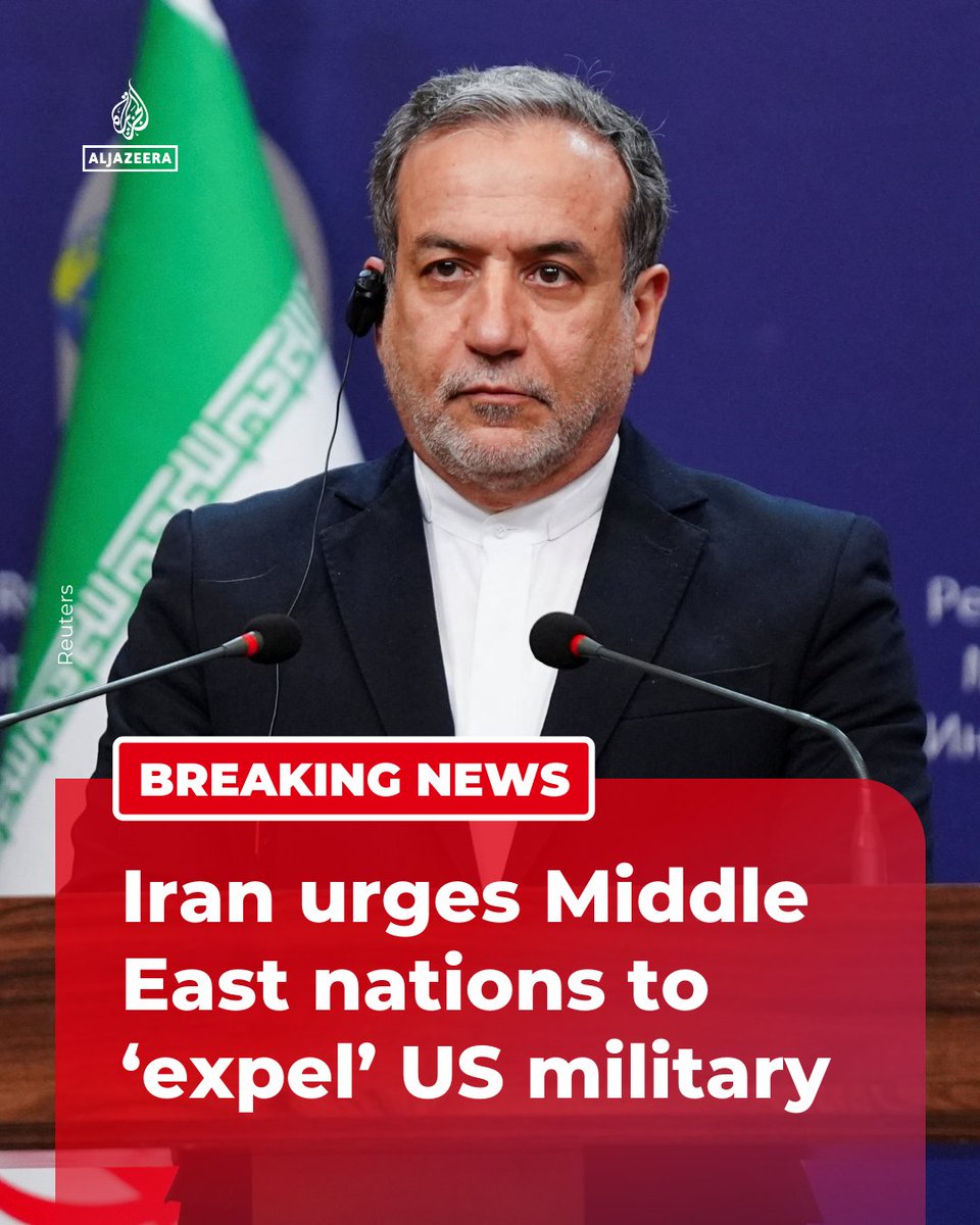 AJEnglish's tweet image. BREAKING: Iran’s FM Abbas Araghchi has called on Gulf neighbours and other Middle East nations to “expel foreign aggressors” as tit-for-tat attacks reverberate throughout the region.

🔴 LIVE updates: aje.news/4tqyp2