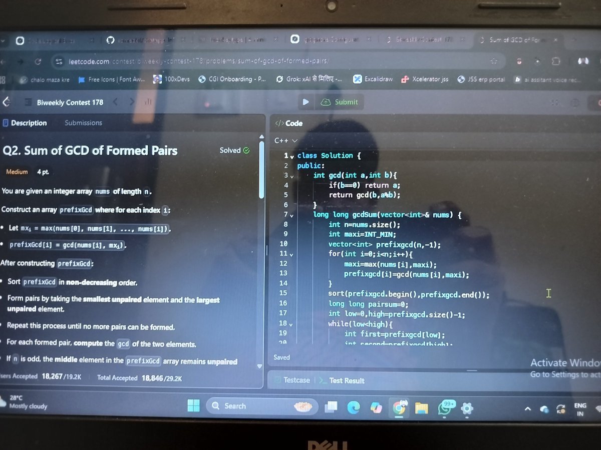 romeokilo58978's tweet photo. Quick Update-
Attended Biweekly Contest 178 (Leetcode)
Able to solve 2 problems.
1.First Unique Even Elements.
2.Sum of GCD of Formed Pair.
#dailycode #learninpublic 
#CodingJourney @TechWritter #Developerlife @learnteach https://t.co/vS9bewhqFy
