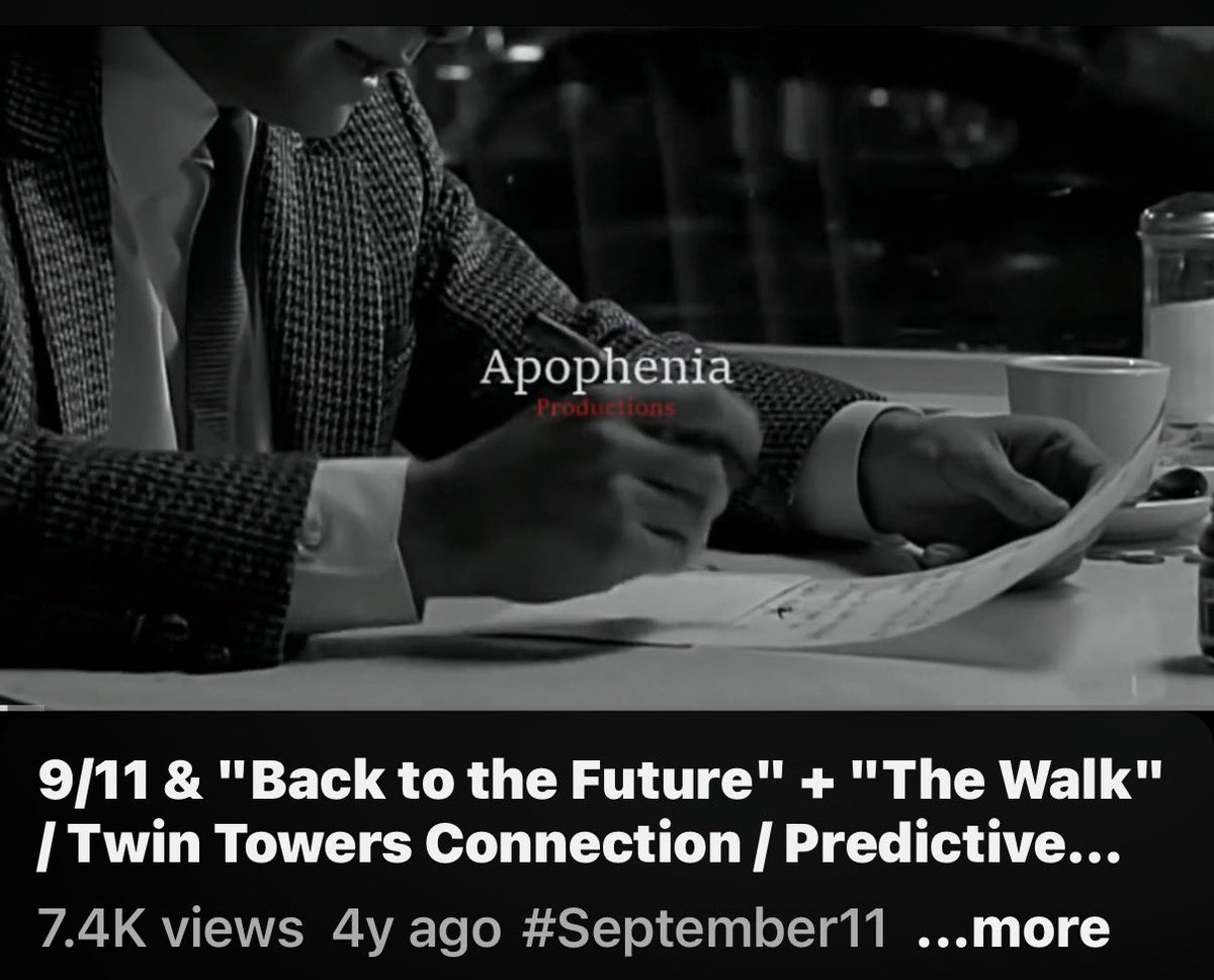 Video 11:38. Ties together back to the future, 9/11, and another Robert Zemeckis move called “the walk” about a guy who tight rope walks between the towers.   

Pretty dasting stuff 

youtu.be/wIfznBM6zX8?si…