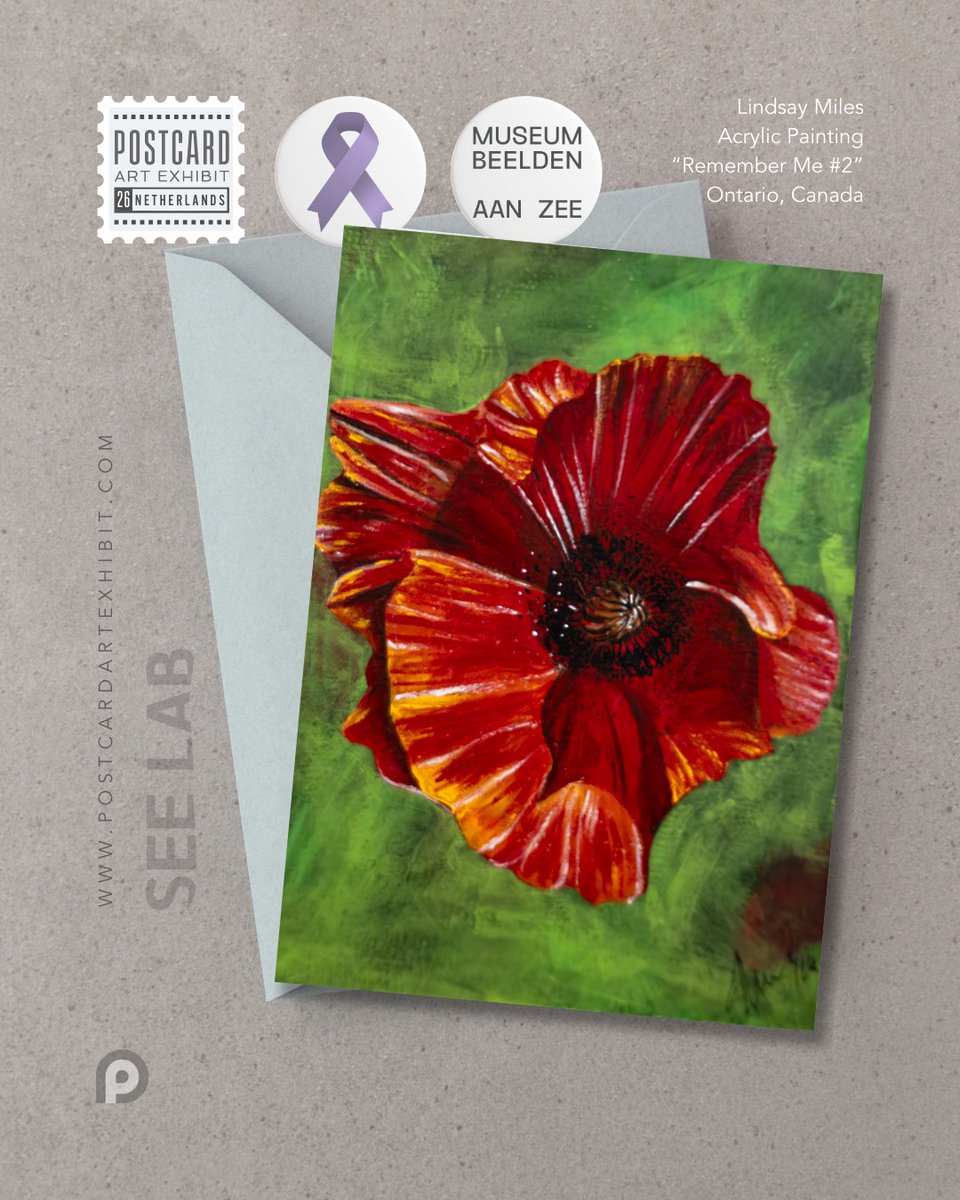 A lovely card being prepped for #postcardartexhibit26! Together, we support Blijft-je-Bij — the art program at Museum Beelden aan Zee designed for those affected by Alzheimer's. Thanks, Lindsay Miles (not on X) #postcardartexhibit #artistssupportingalzheimers #artforacause