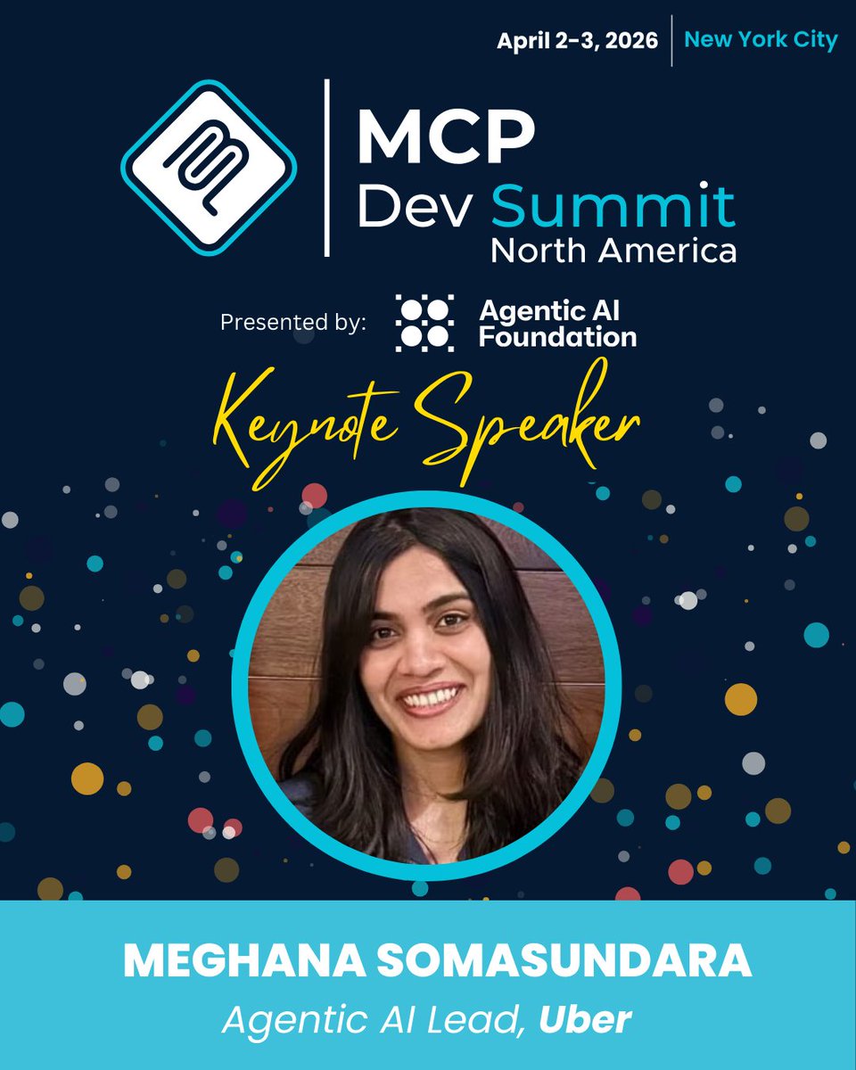linuxfoundation's tweet image. How does Uber run #MCP at enterprise scale? 🚗
Hear Meghana Somasundara (Agentic AI Lead) and Rush Tehrani (Head of Engineering, Agentic AI Platform) share their journey at #MCPDevSummit, April 2-3 in NYC.
Register by March 23 to save: hubs.ly/Q046FngS0
